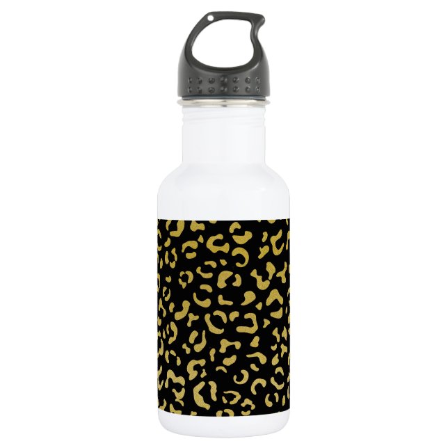 Gold Leopard, Gold Glitter, Leopard Pattern 532 Ml Water Bottle (Front)