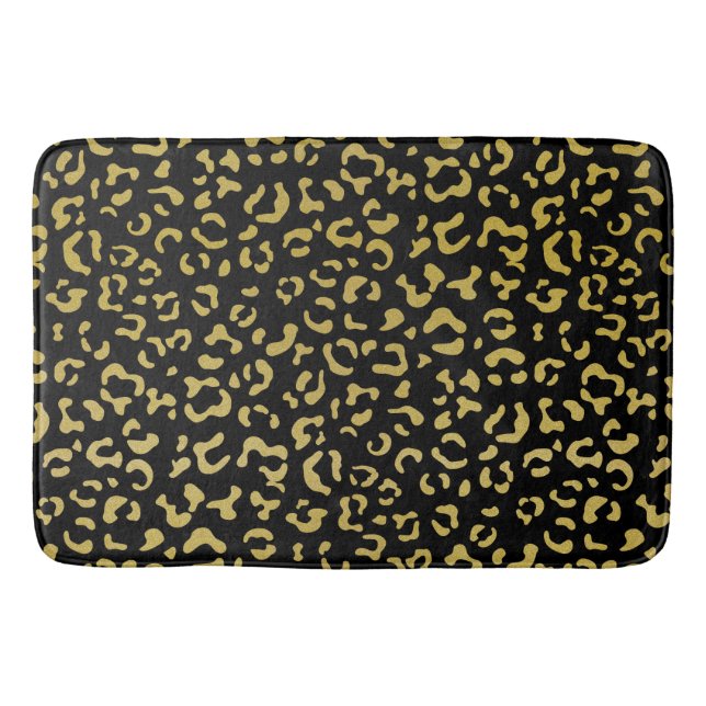 Gold Leopard, Gold Glitter, Leopard Pattern Bath Mat (Front)