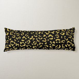 Gold Leopard, Gold Glitter, Leopard Pattern Body Cushion