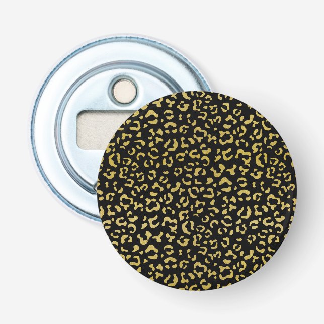 Gold Leopard, Gold Glitter, Leopard Pattern Bottle Opener (Front)
