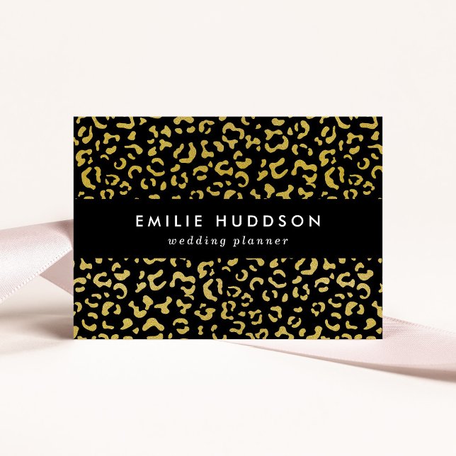 Gold Leopard, Gold Glitter, Leopard Pattern Business Card (Creator Uploaded)