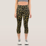 Gold Leopard, Gold Glitter, Leopard Pattern Capri Leggings<br><div class="desc">Elegant, stylish and sophisticated leopard pattern in gold colour. Modern and trendy gift, perfect for the animal print lover in your life.</div>