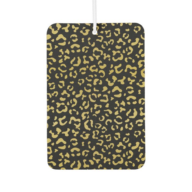 Gold Leopard, Gold Glitter, Leopard Pattern Car Air Freshener (Front)