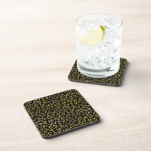Gold Leopard, Gold Glitter, Leopard Pattern Coaster