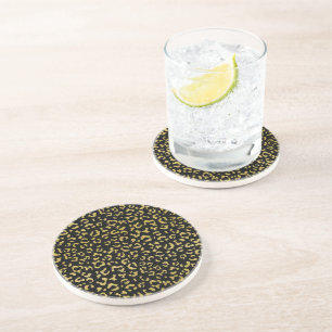 Gold Leopard, Gold Glitter, Leopard Pattern Coaster