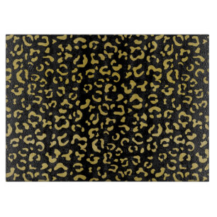 Gold Leopard, Gold Glitter, Leopard Pattern Cutting Board