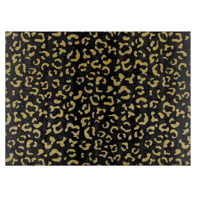 Gold Leopard, Gold Glitter, Leopard Pattern Cutting Board (Front)