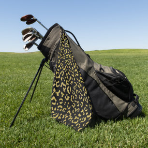 Gold Leopard, Gold Glitter, Leopard Pattern Golf Towel