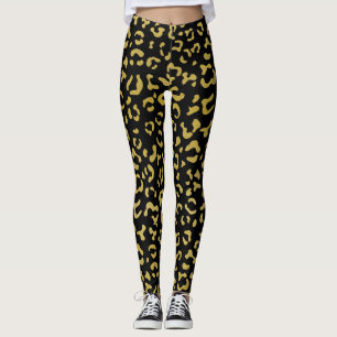 Gold Leopard, Gold Glitter, Leopard Pattern Leggings