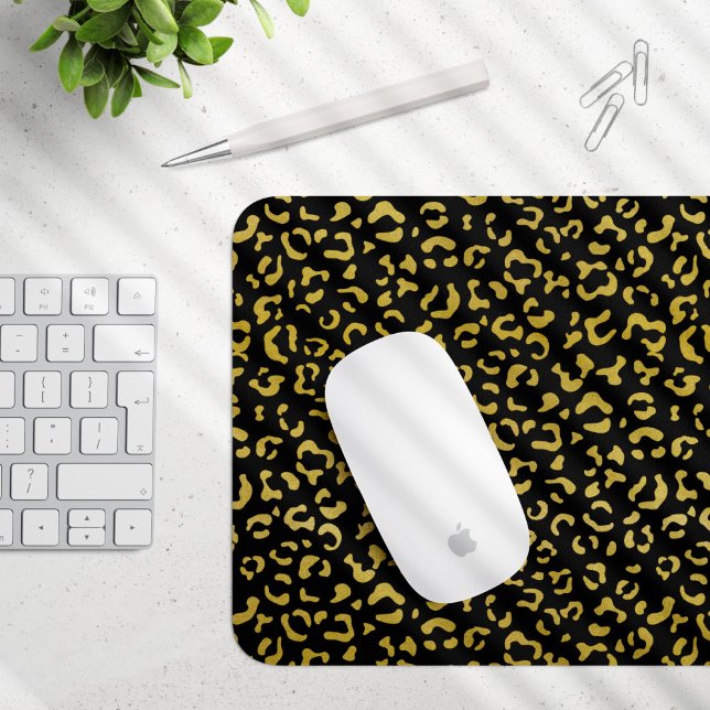 Gold Leopard, Gold Glitter, Leopard Pattern Mouse Pad (Creator Uploaded)