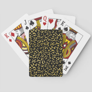 Gold Leopard, Gold Glitter, Leopard Pattern Playing Cards