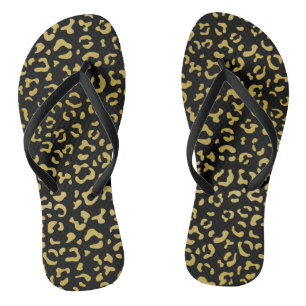 Gold Leopard, Gold Glitter, Leopard Pattern Thongs