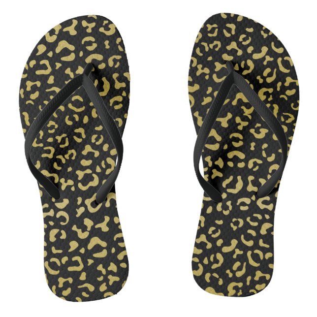 Gold Leopard, Gold Glitter, Leopard Pattern Thongs (Footbed)