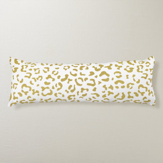 Gold Leopard, Gold Glitter, Leopard Print Body Cushion (Front)
