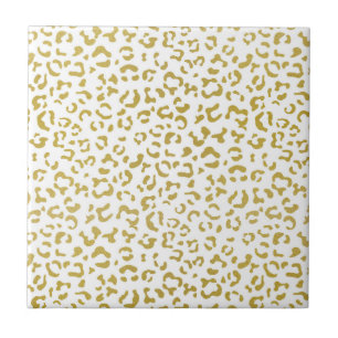 Gold Leopard, Gold Glitter, Leopard Print Ceramic Tile