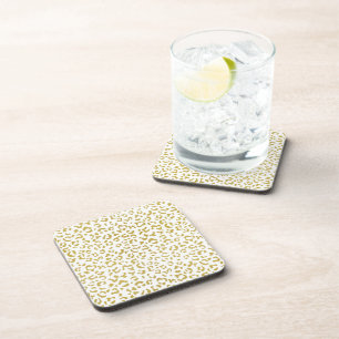 Gold Leopard, Gold Glitter, Leopard Print Coaster