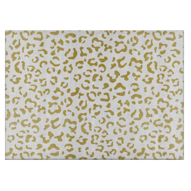 Gold Leopard, Gold Glitter, Leopard Print Cutting Board (Front)