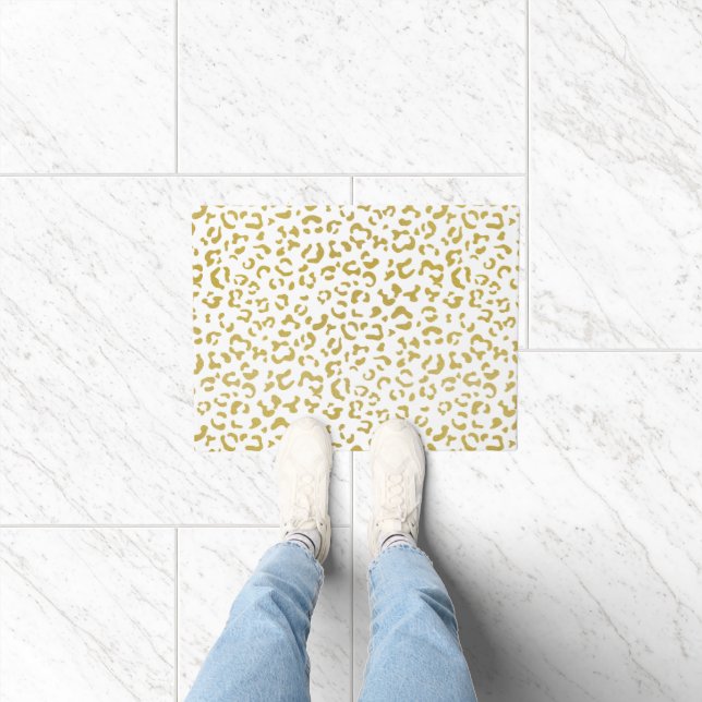 Gold Leopard, Gold Glitter, Leopard Print Doormat (Indoor)