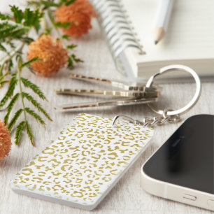 Gold Leopard, Gold Glitter, Leopard Print Key Ring