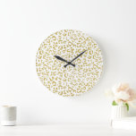 Gold Leopard, Gold Glitter, Leopard Print Large Clock<br><div class="desc">Elegant,  stylish and sophisticated leopard pattern in gold colour. Modern and trendy gift,  perfect for the animal print lover in your life.</div>