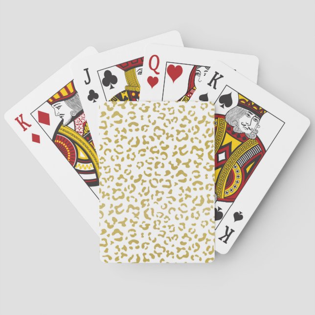 Gold Leopard, Gold Glitter, Leopard Print Playing Cards (Back)