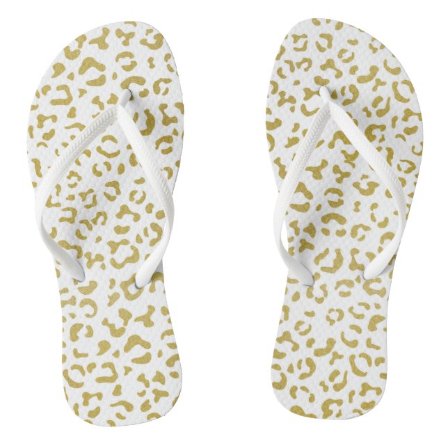 Gold Leopard, Gold Glitter, Leopard Print Thongs (Footbed)