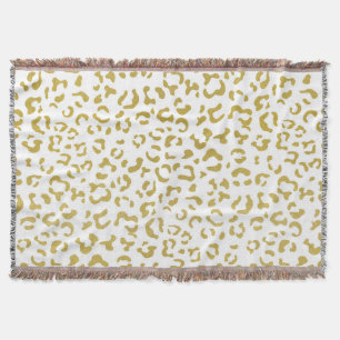 Gold Leopard, Gold Glitter, Leopard Print Throw Blanket