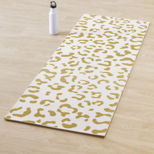Gold Leopard, Gold Glitter, Leopard Print Yoga Mat