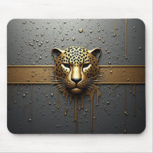 Gold Leopard Head With Metallic Drip Style 🐆