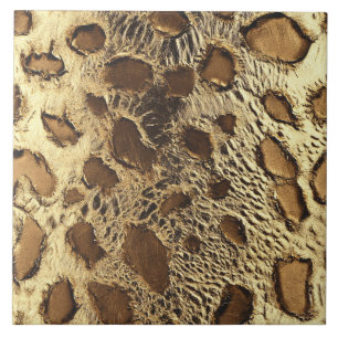 Gold Leopard Metallic Animal Spots Ceramic Tile