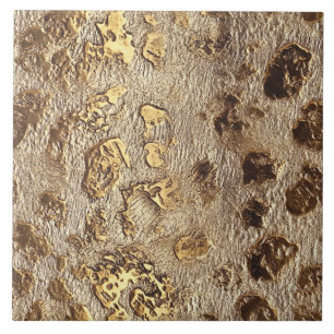 Gold Leopard Metallic Animal Spots Ceramic Tile