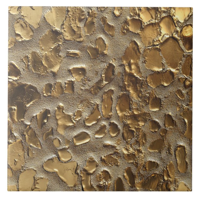 Gold Leopard Metallic Animal Spots Ceramic Tile (Front)