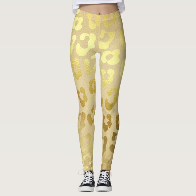 Gold leopard print dress leggings (Front)