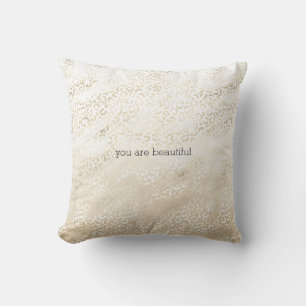 Gold Leopard Print Khaki Cream Beige Watercolor Cushion