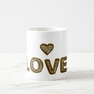 Gold Leopard Print Love Heart Coffee Mug