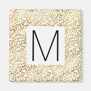 Gold Leopard Print Monogram Magnet
