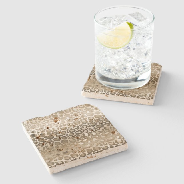Gold Leopard Print Ombre       Stone Coaster (Side)