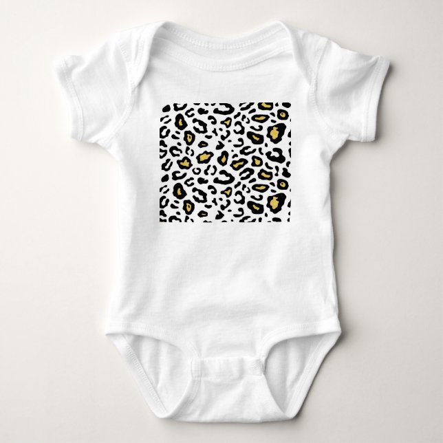 Gold leopard print, seamless pattern. baby bodysuit (Front)