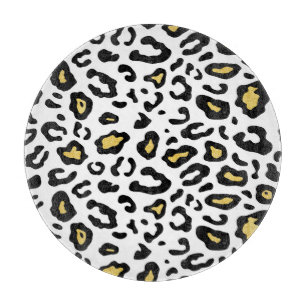 Gold leopard print, seamless pattern. cutting board