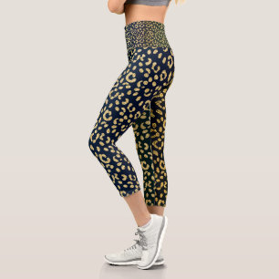 Gold Leopard-skin Spots  Capri Leggings