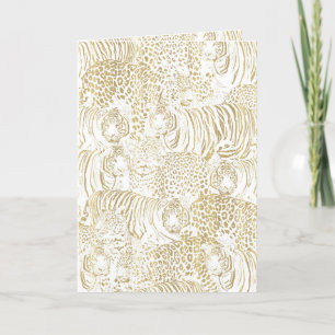 Gold Leopard Tiger Animals Holiday Card
