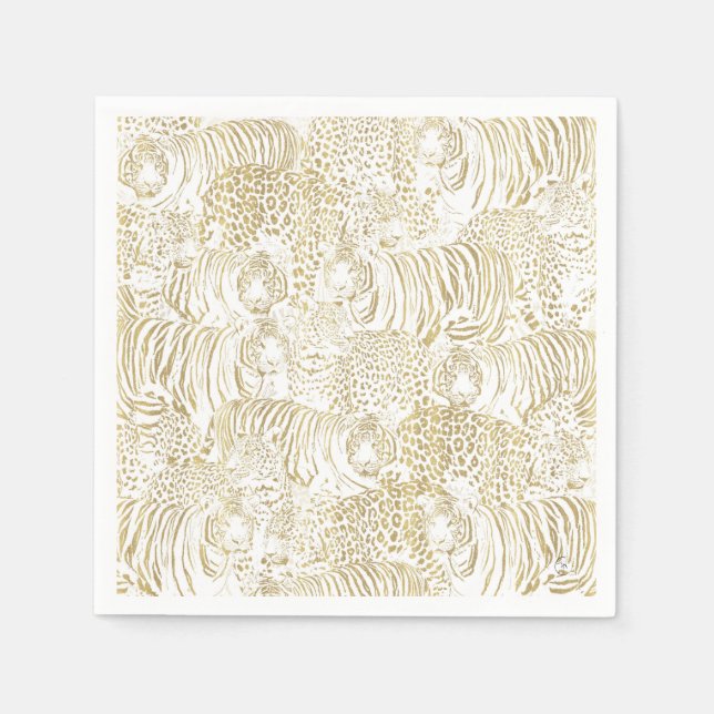 Gold Leopard Tiger Animals Napkin (Front)