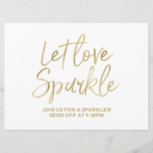 Gold "Let love sparkle" Sparkler Send Off Sign Invitation