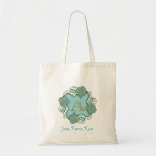 Gold Letter A Floral Monogram Personalised Bag