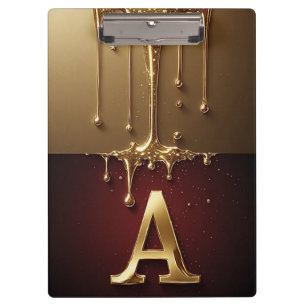 Gold Letter A Monogram With Dripping Metall Clipboard