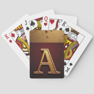 Gold Letter A Monogram With Dripping Metall Playing Cards