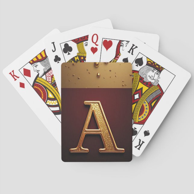 Gold Letter A Monogram With Dripping Metall Playing Cards (Back)