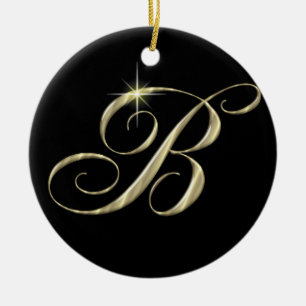 Gold Letter B Monogram Initial Ornament Fan Pull