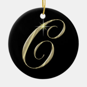 Gold Letter C Monogram Initial Ornament Fan Pull
