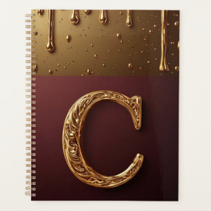 Gold Letter C Monogram With Dripping Metall Planner